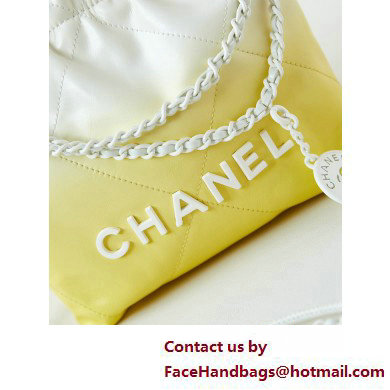 Chanel Patent Gradient Calfskin  &  Lacquered Metal CHANEL 22 Mini Handbag AS3980 White/Light Yellow 2025